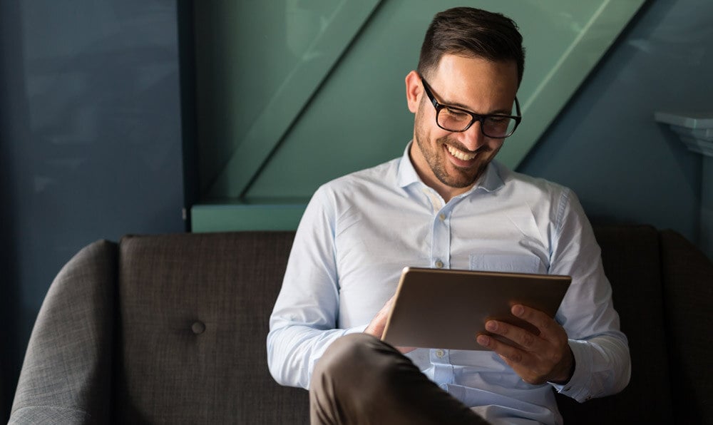 man on a tablet